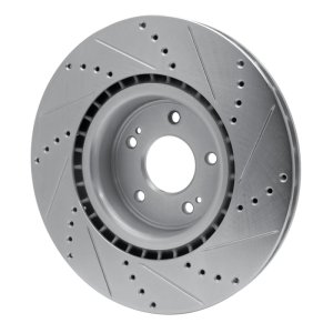 Hyundai Genesis Coupe Brake Rotor (1) - Front Left - R1 Concepts - Drilled & Slotted - Silver - `10-`16